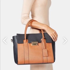 JustFab Matteo Satchel. Black and Cognac
